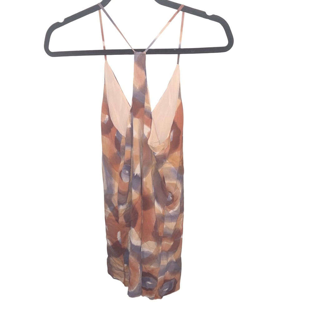 Alice Olivia Demi‎ Drape Back Flutter Dress Geometric Print Orange Purple XS - Picture 6 of 6